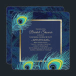Invitation Peacock Feather Marine Blue Gold Fête des mariées<br><div class="desc">Elégant Peacock Feather with Gold Foil Frame and Navy Blue Abstrait Arrière - plan Personnalisé Bridal Shower Invitation. Customisez le nom, la date, le texte et tous les détails de votre invitation. Cartes de Faire-part de mariage, Enregistrer les Cartes de Date, Cartes de Remerciements, Cadeaux Mariages et Faveurs disponibles dans...</div>