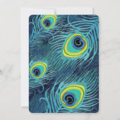 Invitation Peacock Feather Marine Blue Gold Fête des mariées (Dos)