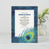 Invitation Peacock Feather Marine Mariage d'or bleu (Debout devant)