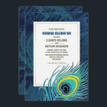 Invitation Peacock Feather Marine Mariage d'or bleu<br><div class="desc">Elégant Peacock Feather design avec cadre en feuille d'or personnalisées Navy Blue Wedding Invitations. Customisez le nom, la date, le texte et tous les détails de vos Invitations. Correspondance des invitations de la douche nuptiale, Enregistrer les cartes de dates, Bridesmaid à demander les cartes, Merci les cartes, les faveurs de...</div>