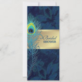 Invitation Peacock Feather Marine Motif Fête des mariées (Devant)