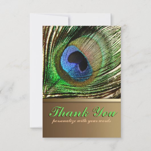 Invitation Peacock Feather Merci note (Devant)