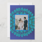 INVITATION PEACOCK FEATHER MOTIF PATTERNEL BLEU VERT (Devant)