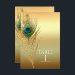 Invitation Peacock Feather Or Exotic Boho Chic Numéro de tabl<br><div class="desc">Peacock Feather Gold Exotic Boho Chic Table Numéro Carte. Cherchez les articles correspondants dans mon magasin. Contactez-moi pour une commande personnalisée.</div>