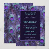 Invitation Peacock Feather Purple Drame - Fête des mariées (Devant / Derrière)