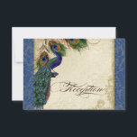 Invitation Peacock & Feather Réception officielle Marine Bleu<br><div class="desc">SÉLECTION DU PAPIER : Ceci est montré sur "papier de base", un autre grand choix serait "glace métallique" qui est une surface brillante blanche et percée. Il serait également magnifique sur le lin "Champagne Metallic", feutre ou l'un des autres choix. PALETTE DE COULEUR : horizon bleu, tan, crème, bleu marine,...</div>