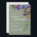 Invitation Peacock Feather Sage Vert Mariage Moderne Chic<br><div class="desc">Peacock Feather Mariage Moderne Chic</div>
