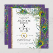 Invitation Peacock Feather Typographie moderne Mariages indie (Devant / Derrière)