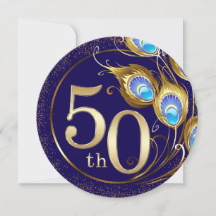 Invitation Peacock Feathers 50th Diamond Mariage Anniversary