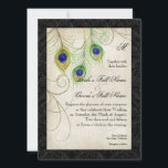 Invitation Peacock Feathers Aquarelle Black Mariage damassé<br><div class="desc">"Peacock Feathers Aquarelle Black Mariage damassé Invitation." Les plumes de paon ont été peintes à la main dans l'aquarelle et superposées avec un motif de dentelle subtile et damassé dans un style de parchemin vintage. Créée par Audrey Jeanne Roberts,  artiste et designer de renommée internationale,  copyright.</div>