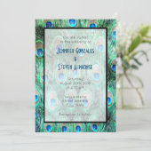 Invitation Peacock Feathers Exotic Watercolor Mariage Inviter (Debout devant)