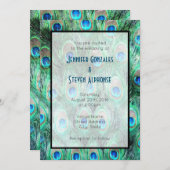 Invitation Peacock Feathers Exotic Watercolor Mariage Inviter (Devant / Derrière)