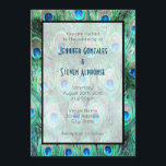 Invitation Peacock Feathers Exotic Watercolor Mariage Inviter<br><div class="desc">Faire-part de mariage de style Art déco avec une motif aux couleurs vives. Plumes de paon exotiques et sauvages en joli turquoise,  vert bijou,  bleu aqua et cobalt. Artistique et fantaisie,  créée avec des aquarelles. Un design chic et design.</div>