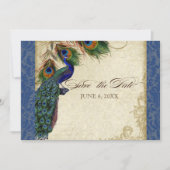Invitation Peacock & Feathers Formal Enregistrer la date Mari (Devant)