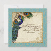 Invitation Peacock & Feathers Mariage formel Inviter Aqua Blu (Devant)