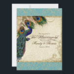Invitation Peacock & Feathers Mariage formel Inviter Aqua Blu<br><div class="desc">SÉLECTION DU PAPIER : Ceci est montré sur "papier de base", un autre grand choix serait "glace métallique" qui est une surface brillante blanche et percée. Il serait également magnifique sur le lin "Champagne Metallic", feutre ou l'un des autres choix. PALETTE DE COULEUR : bleu aqua, bronze, bleu royal crème,...</div>
