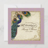 Invitation Peacock & Feathers Mariage formel Inviter Lavender (Devant)
