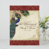 Invitation Peacock & Feathers Mariage formel Inviter Rouge (Debout devant)