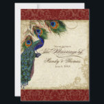 Invitation Peacock & Feathers Mariage formel Inviter Rouge<br><div class="desc">SÉLECTION DU PAPIER : Ceci est montré sur "papier de base", un autre grand choix serait "glace métallique" qui est une surface brillante blanche et percée. Il serait également magnifique sur le lin "Champagne Metallic", feutre ou l'un des autres choix. PALETTE DE COULEUR : rouge bordeaux profond, bronzé, crème, bleu...</div>