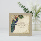 Invitation Peacock & Feathers Mariage formel Inviter Taupe Ta (Debout devant)