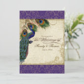 Invitation Peacock & Feathers Mariage formel Inviter violet (Debout devant)