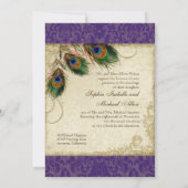 Invitation Peacock & Feathers Mariage formel Inviter violet (Dos)