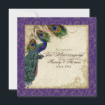 Invitation Peacock & Feathers Mariage formel Inviter violet<br><div class="desc">SÉLECTION DU PAPIER : Ceci est montré sur "papier de base", un autre grand choix serait "glace métallique" qui est une surface brillante blanche et percée. Il serait également magnifique sur le lin "Champagne Metallic", feutre ou l'un des autres choix. PALETTE DE COULEUR : violet, tan, bleu royal crème, vert...</div>