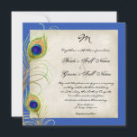 Invitation Peacock Feathers Royal Blue Wedding Invite<br><div class="desc">C'est une invitation contemporaine et sophistiquée. Doté de plumes Peacock stylisées, de couleur pastel, avec votre choix de couleur arrière - plan, montré ici en bleu paon royal. Également disponible dans une version couleur personnalisée où vous pouvez mettre n'importe quelle couleur où la couleur arrière - plan est maintenant. Pendant...</div>