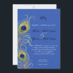 Invitation Peacock Feathers Royal Cobalt Blue Wedding Invite<br><div class="desc">C'est une invitation contemporaine et sophistiquée. Doté de plumes Peacock stylisées, de couleur pastel, avec votre choix de couleur arrière - plan, montré ici en bleu royal, également appelé bleu Cobalt ou bleu Sapphire. Également disponible dans une version couleur personnalisée où vous pouvez mettre n'importe quelle couleur où la couleur...</div>