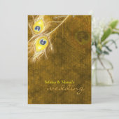 Invitation Peacock Feathers Rustic Fall Brown Mariage (Debout devant)