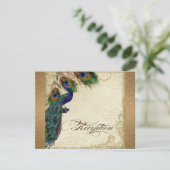 Invitation Peacock & Feathers Vintage Gold Look Damask Swirl (Debout devant)