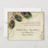 Invitation Peacock & Feathers Vintage Gold Look Damask Swirl (Dos)