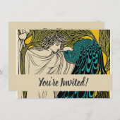 Invitation Peacock Fine Art Bird Nouveau (Devant / Derrière)