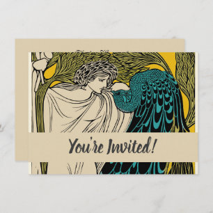 Invitation Peacock Fine Art Bird Nouveau