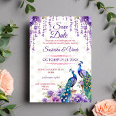 Invitation Peacock fleur violet mariage indien enregistrer la