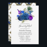Invitation Peacock Floral Baby ou Fête des mariées par la pos<br><div class="desc">Elégante marine vintage et roses bleu royal longue distance bébé ou nuptiale par invitation par mail avec des accents de violet dans un thème baroque paon.</div>