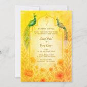 Invitation Peacock Floral Indien Hindu Mariage QR Code (Devant)