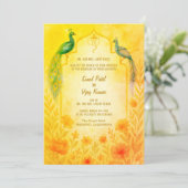 Invitation Peacock Floral Indien Hindu Mariage QR Code (Debout devant)