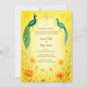 Invitation Peacock Floral Indien Hindu Mariage QR Code (Devant)