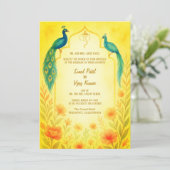 Invitation Peacock Floral Indien Hindu Mariage QR Code (Debout devant)