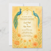 Invitation Peacock Floral Indien Hindu Mariage QR Code (Devant)