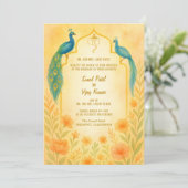Invitation Peacock Floral Indien Hindu Mariage QR Code (Debout devant)