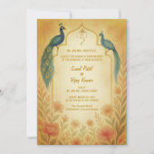 Invitation Peacock Floral Indien Hindu Mariage QR Code (Devant)