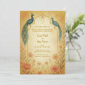 Invitation Peacock Floral Indien Hindu Mariage QR Code (Debout devant)