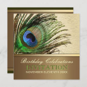 Invitation Peacock Goddess Feather Anniversaire Fête Invitati (Devant / Derrière)