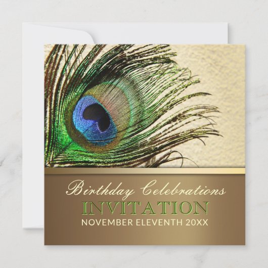 Invitation Peacock Goddess Feather Anniversaire Fête Invitati (Devant)