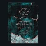 Invitation Peacock Green & Rose Gold Agate Fête des mariées<br><div class="desc">Rich Peacock Turquoise Green & Elegant Rose Gold Faux Foil Aquarelle Marbre Agate Géode Doré Design,  avec polices Moderne et Script. Invitations de douche nuptiale chic et tendance ! ~ Regardez ma boutique pour voir l'ensemble de la suite mariage pour ce design!</div>