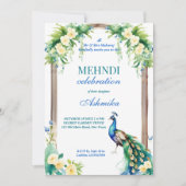 Invitation Peacock jasmine arche mariage indien mehndi (Devant)