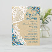 Invitation Peacock Lace Elégance 2 Fête des mariées (Debout devant)