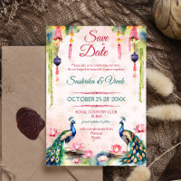 Peacock lotus mariage indien enregistrer la date